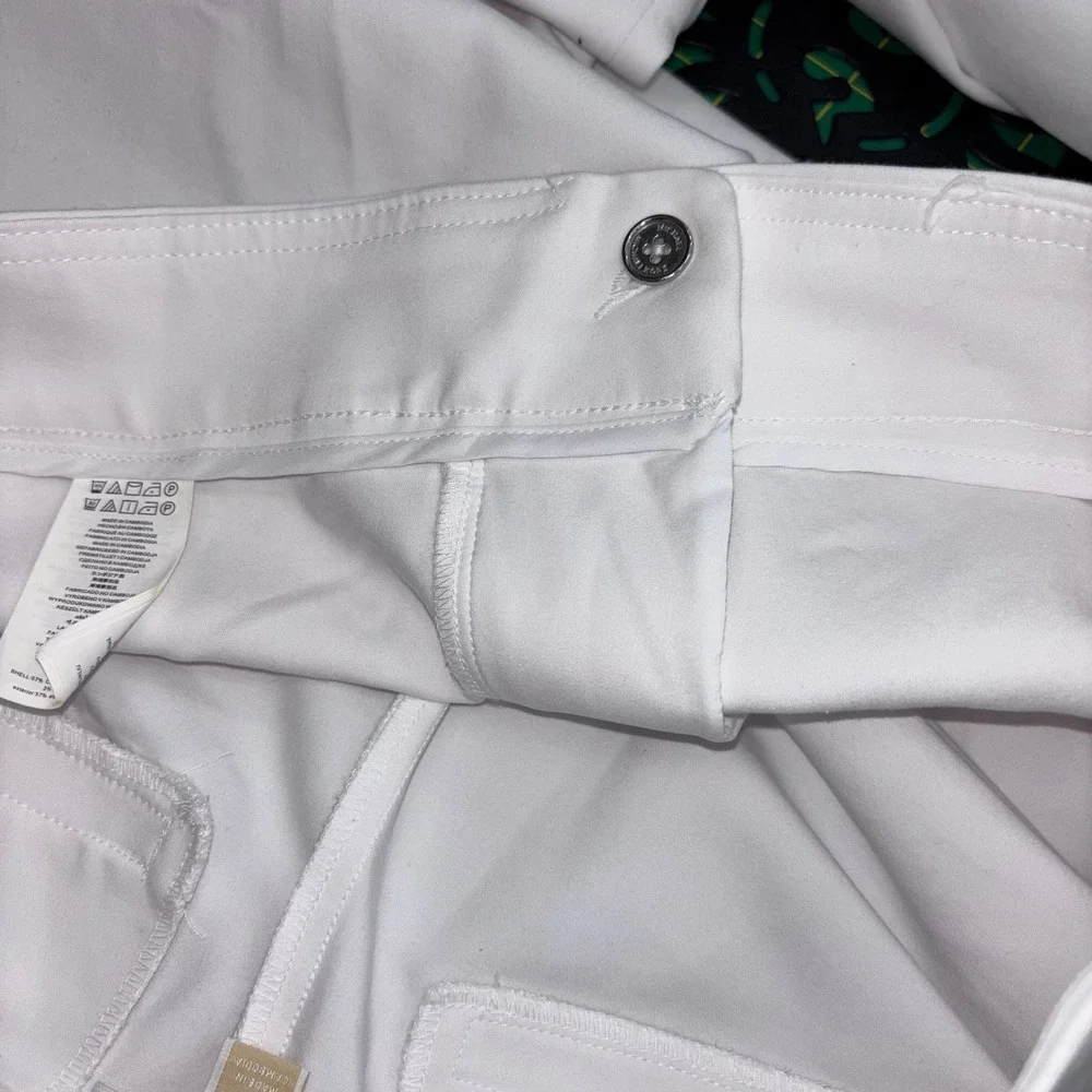 Michael Michael Kors Womens White Cropped Stretch Trousers Size 14 Dress Pants
